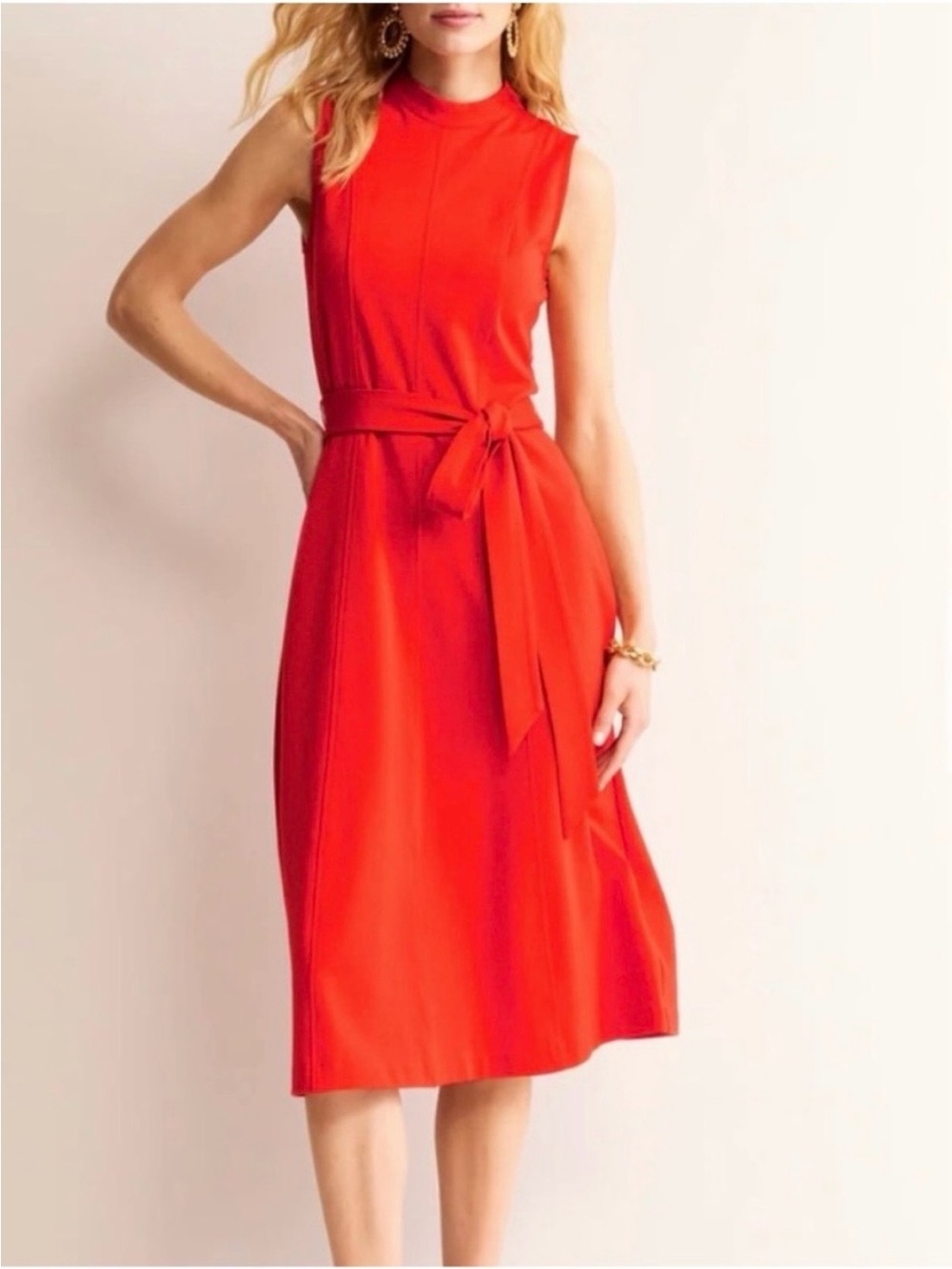Boden Women's Nicola Ponte Orange Midi Dress